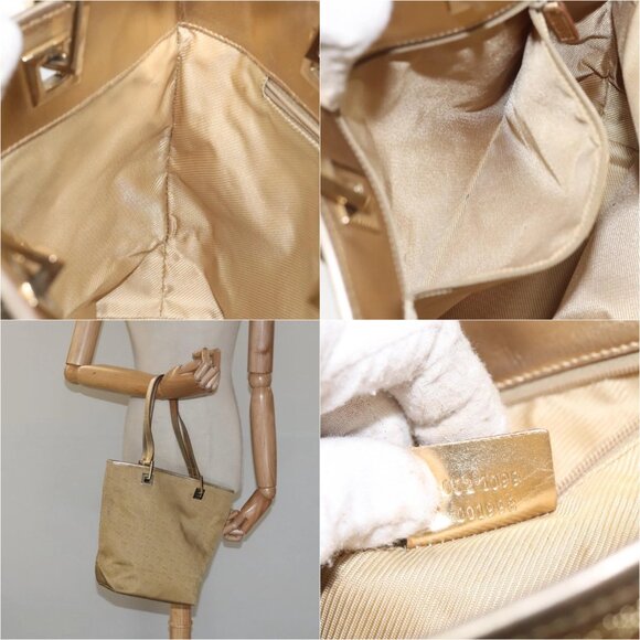 GUCCI GG Canvas Tote Bag Gold 002 1099 Auth nb079 - Picture 14 of 15